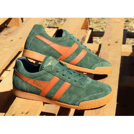 HARRIER SUEDE TRAINERS Vert Orange, Sneakers basses Gola