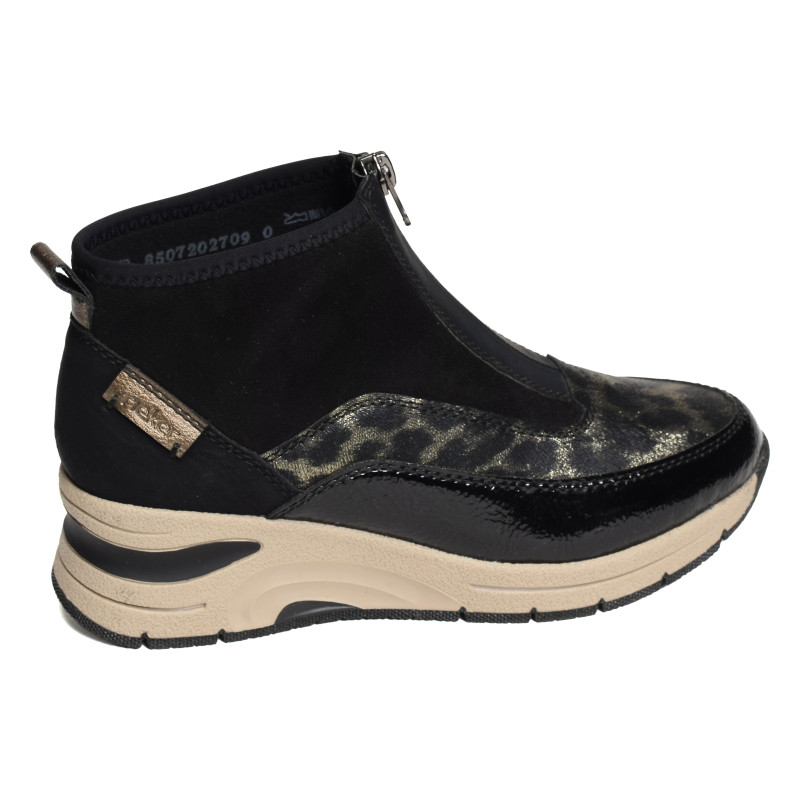 N9362 Noir Léopard, Baskets montantes Rieker