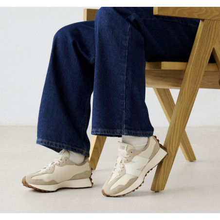 MS327 Beige Blanc, Baskets running New Balance
