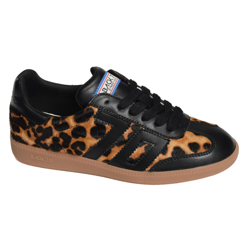 CLOUD LEOPARD Noir Léopard, Sneakers basses Back 70