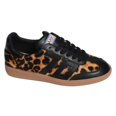 CLOUD LEOPARD Noir Léopard, Sneakers basses Back 70
