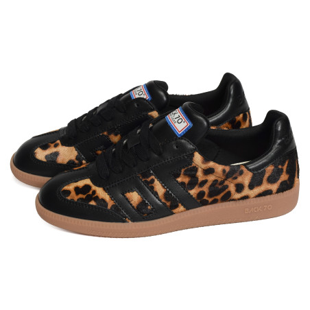 CLOUD LEOPARD Noir Léopard, Sneakers basses Back 70