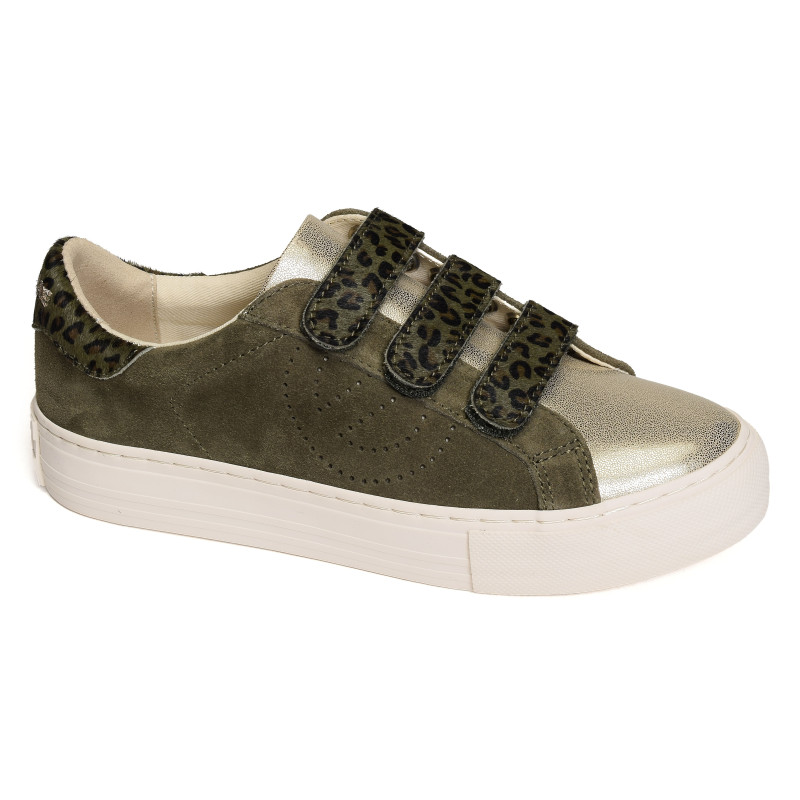 ARCADE STRAPS PERFO Kaki Léopard, Sneakers basses No Name