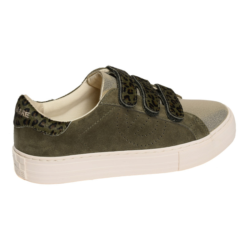 ARCADE STRAPS PERFO Kaki Léopard, Sneakers basses No Name