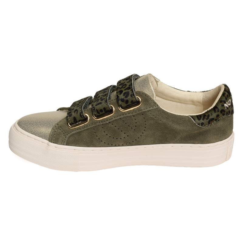 ARCADE STRAPS PERFO Kaki Léopard, Sneakers basses No Name
