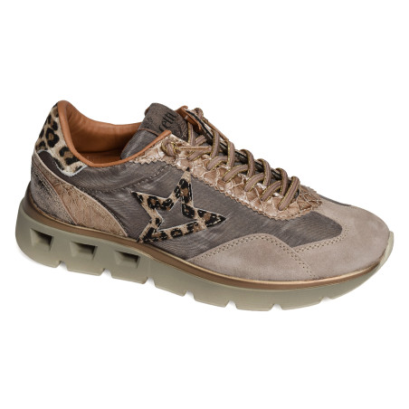 C1259 SRA W Taupe Léopard, Baskets running Cetti