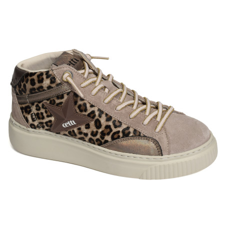 C1352 XL W Taupe Léopard, Baskets montantes Cetti
