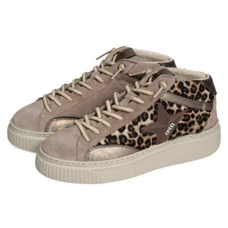 C1352 XL W Taupe Léopard, Baskets montantes Cetti