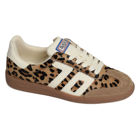 CLOUD LEOPARD Camel Léopard, Sneakers basses Back 70