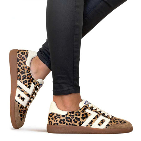 CLOUD LEOPARD Camel Léopard, Sneakers basses Back 70