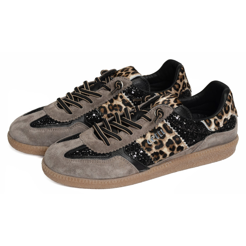 C1395 W Noir Léopard, Sneakers basses Cetti