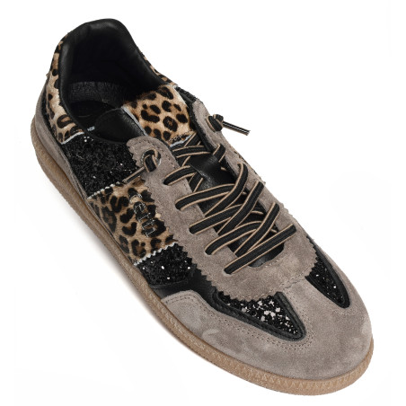 C1395 W Noir Léopard, Sneakers basses Cetti