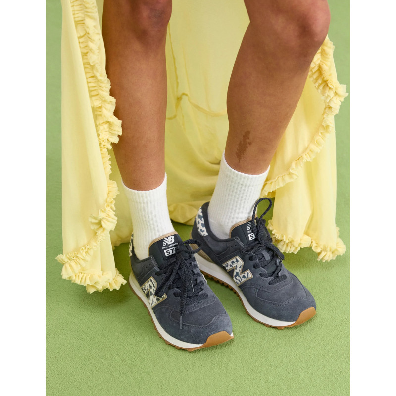 WL574 Noir Léopard, Sneakers basses New Balance