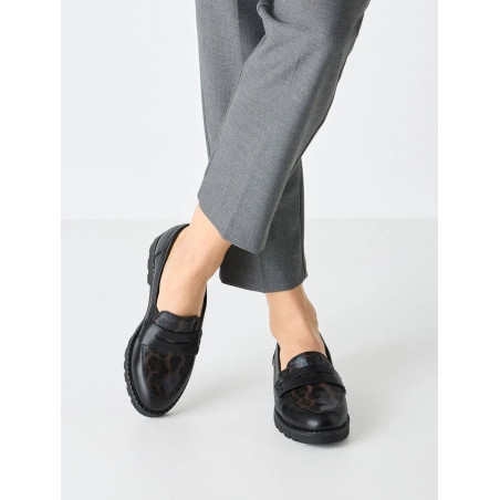 24312 Noir Léopard, Mocassins Tamaris