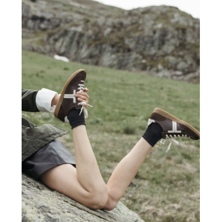 SOLVEIG Marron Blanc, Sneakers basses Maison Toufet