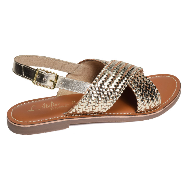 FANNY MESH Gold, Sandales plates Atelier Tropézien