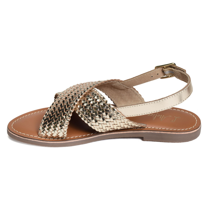 FANNY MESH Gold, Sandales plates Atelier Tropézien