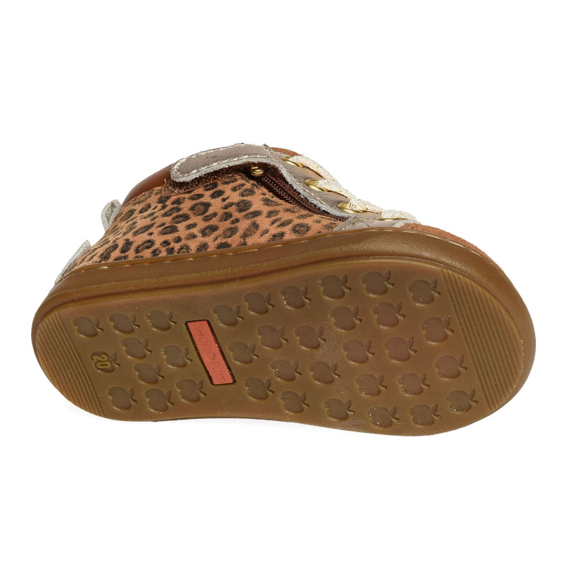 BOUBA BI ZIP GIRL Camel Léopard, Chaussures à Lacets Shoopom