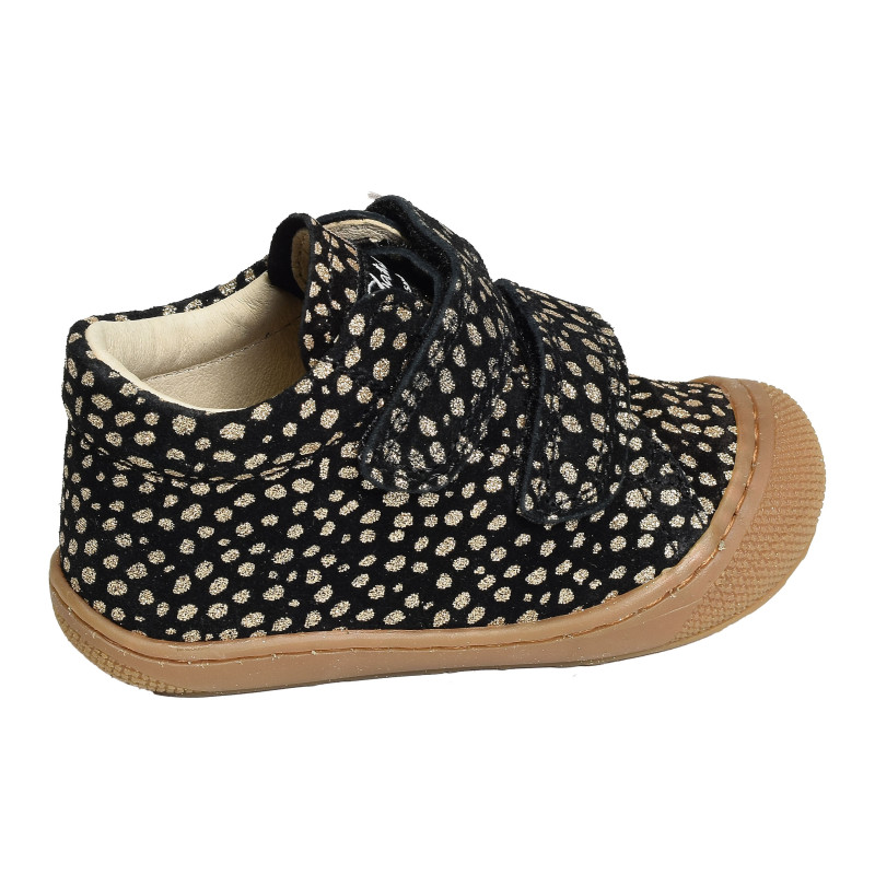 COCOON GIRL VELCRO VELOURS Noir Or, Chaussures à Scratch Naturino