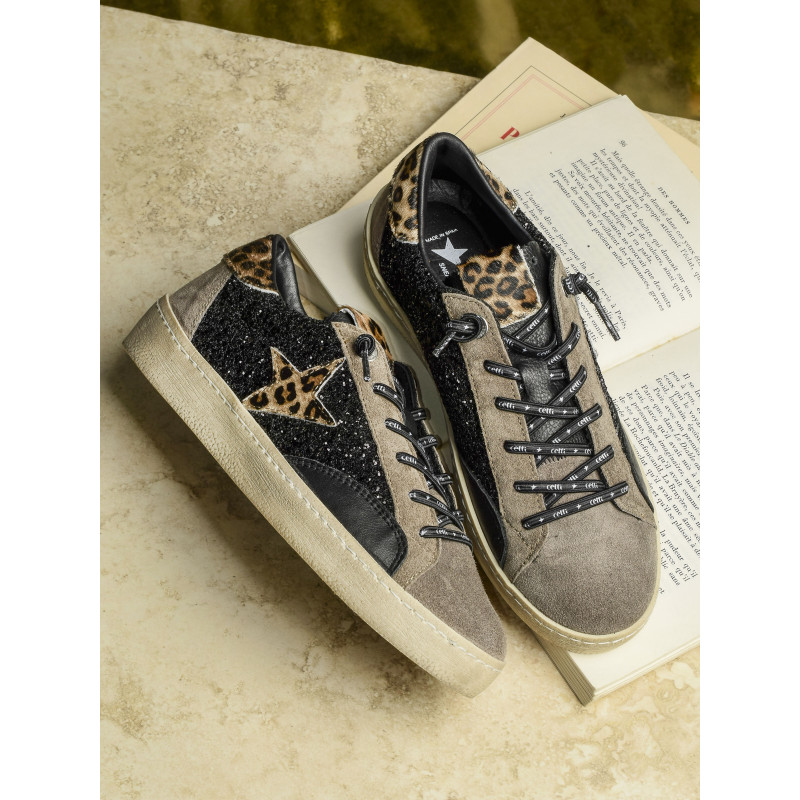 C1342 W Noir Léopard, Sneakers basses Cetti
