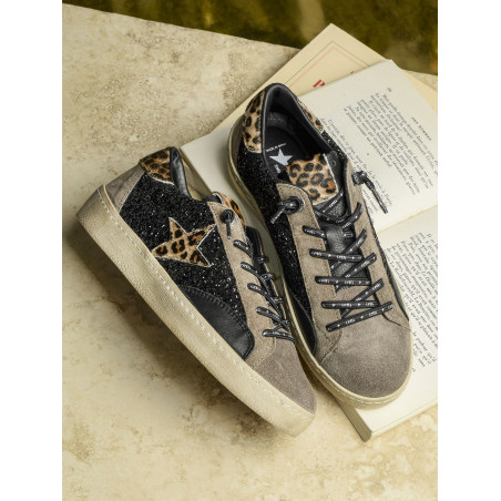 C1342 W Noir Léopard, Sneakers basses Cetti