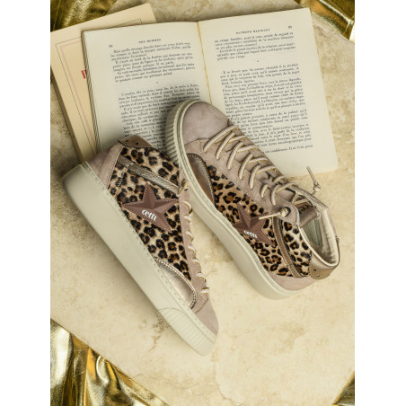 C1352 XL W Taupe Léopard, Baskets montantes Cetti