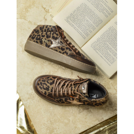 C1333 W Marron Léopard, Baskets montantes Cetti