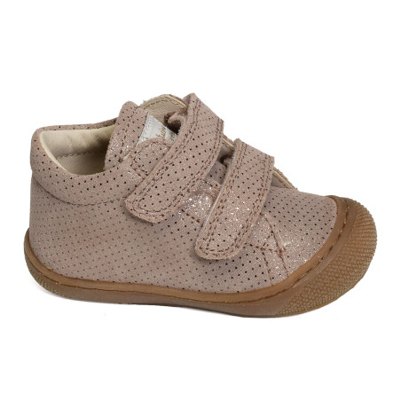 COCOON GIRL VELCRO VELOURS Vieux Rose, Chaussures à Scratch Naturino