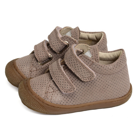 COCOON GIRL VELCRO VELOURS Vieux Rose, Chaussures à Scratch Naturino