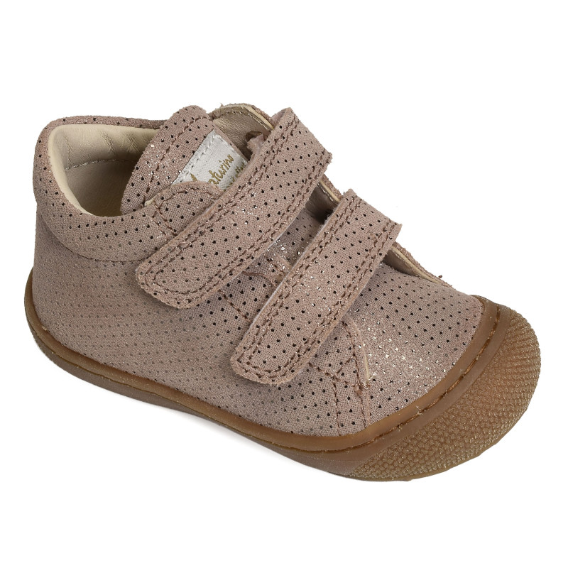 COCOON GIRL VELCRO VELOURS Vieux Rose, Chaussures à Scratch Naturino