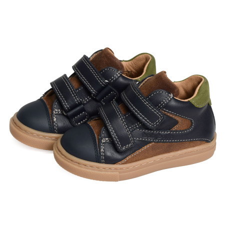 ANDROID VELCRO Marine Marron, Chaussures à Scratch Babybotte