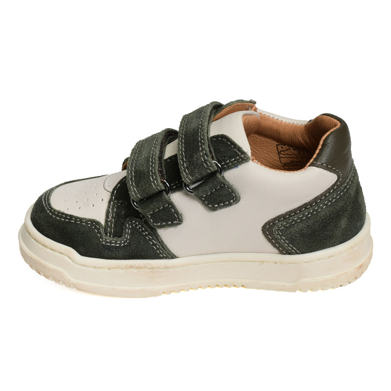 ABOUTI VELCRO Blanc Vert, Chaussures à Scratch Babybotte