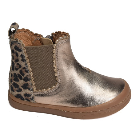 ALISIA Platine Léopard, Chelsea boots Babybotte