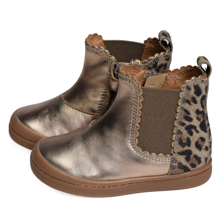 ALISIA Platine Léopard, Chelsea boots Babybotte