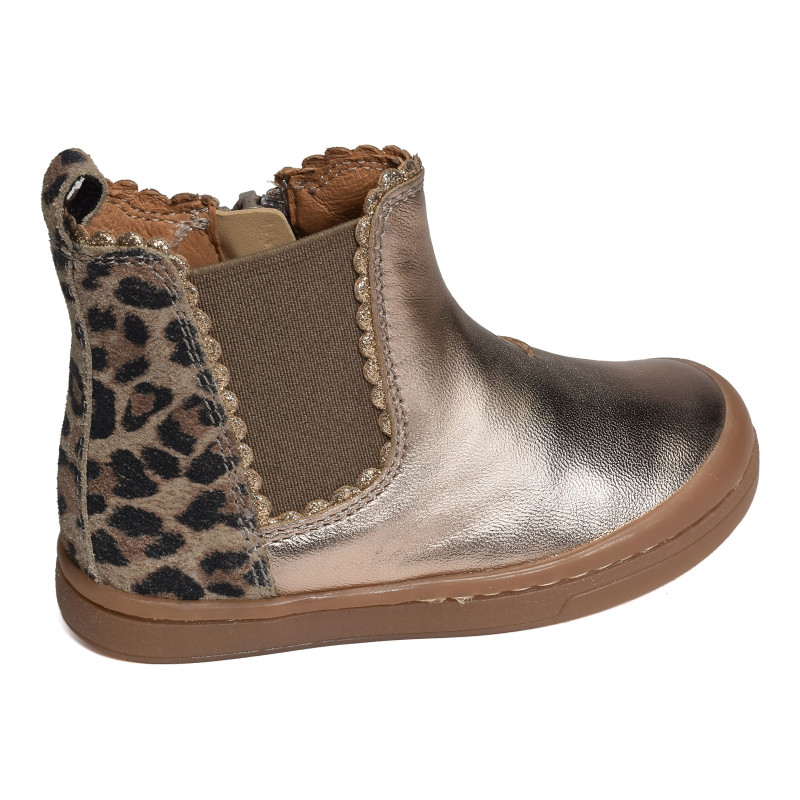 ALISIA Platine Léopard, Chelsea boots Babybotte