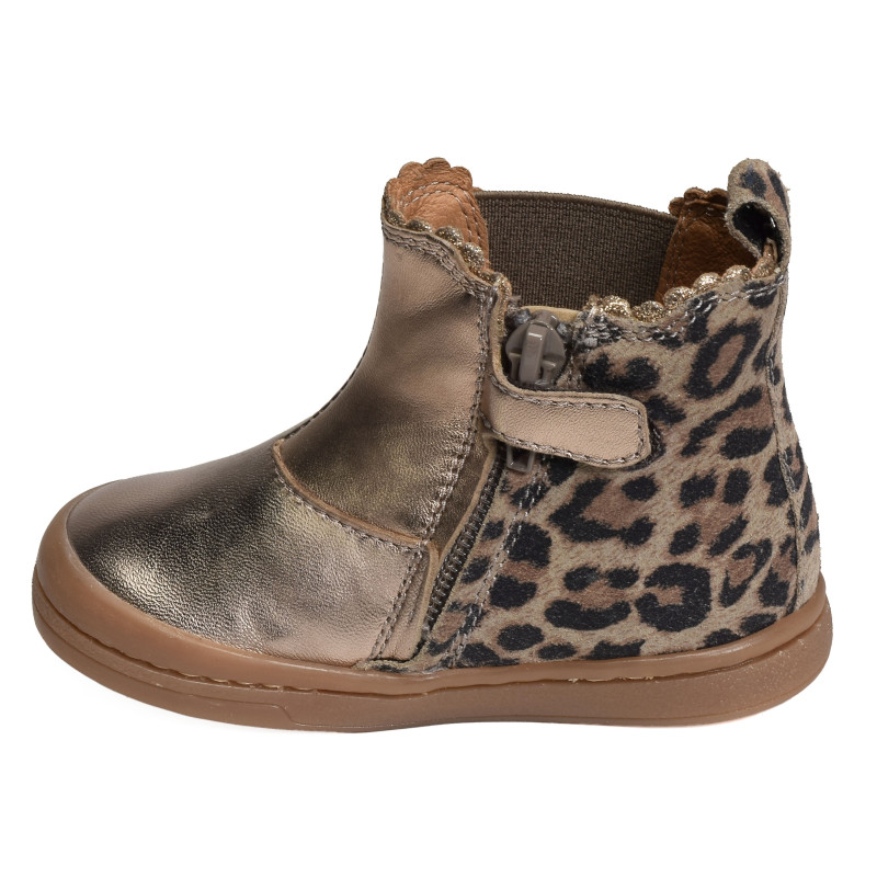 ALISIA Platine Léopard, Chelsea boots Babybotte