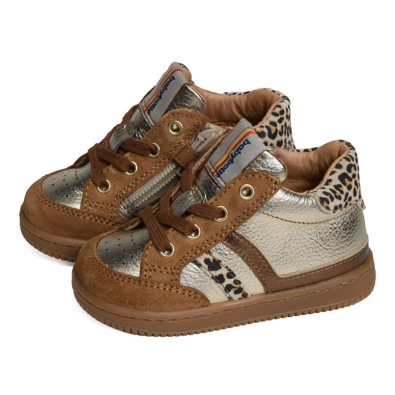 FLAMME Or Léopard, Chaussures à Lacets Babybotte