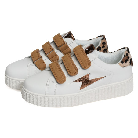 DELIA Blanc Camel, Sneakers basses Vanessa Wu