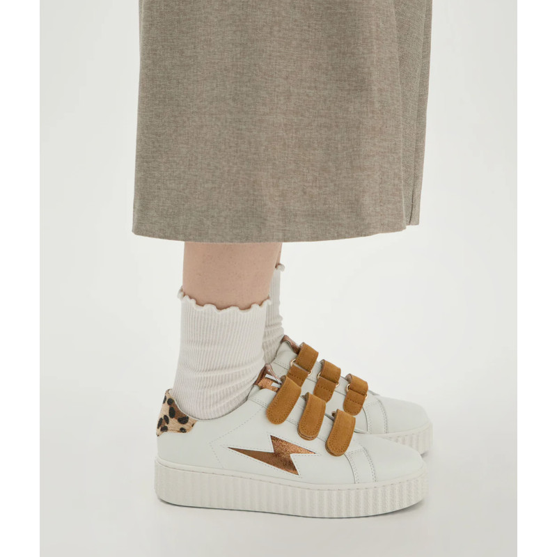 DELIA Blanc Camel, Sneakers basses Vanessa Wu