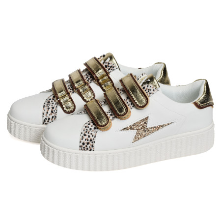 XENIA Blanc Or, Sneakers basses Vanessa Wu