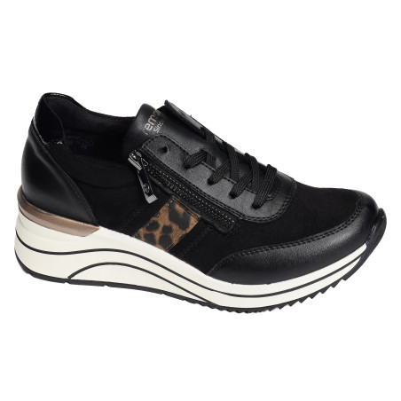 D0T09 Noir Léopard, Baskets running Remonte