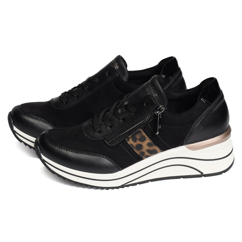 D0T09 Noir Léopard, Baskets running Remonte
