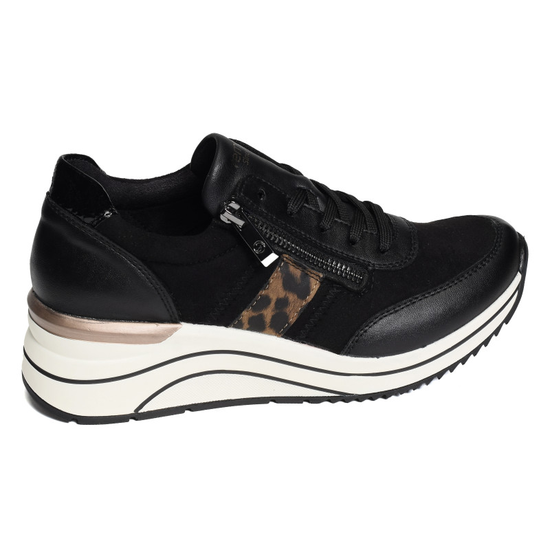 D0T09 Noir Léopard, Baskets running Remonte