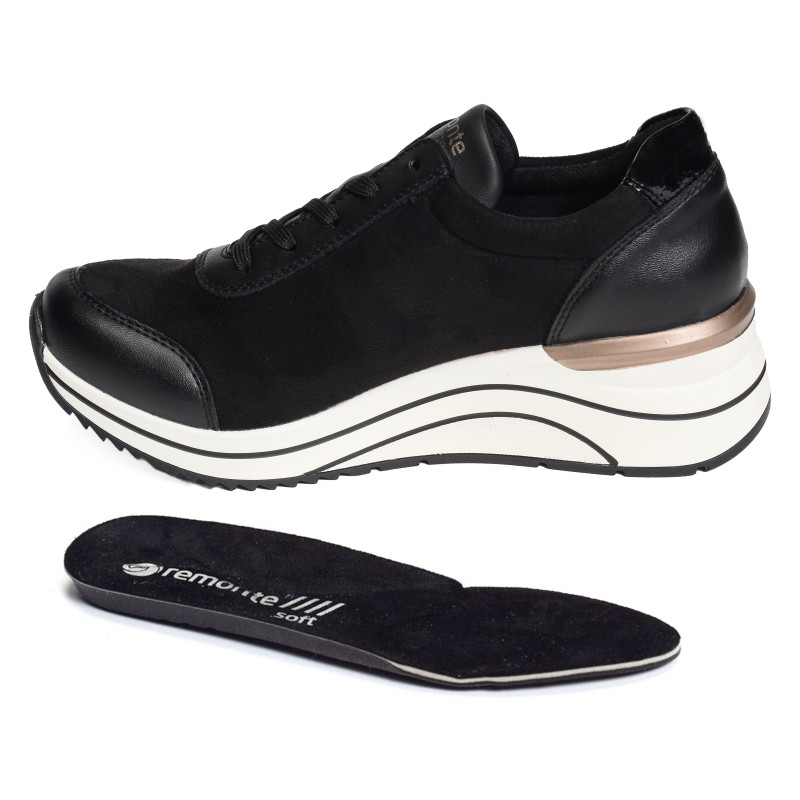 D0T09 Noir Léopard, Baskets running Remonte
