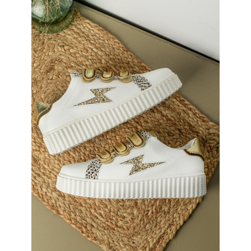 XENIA Blanc Or, Sneakers basses Vanessa Wu