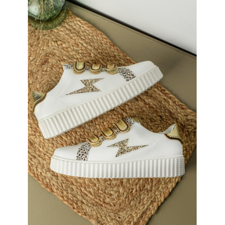 XENIA Blanc Or, Sneakers basses Vanessa Wu