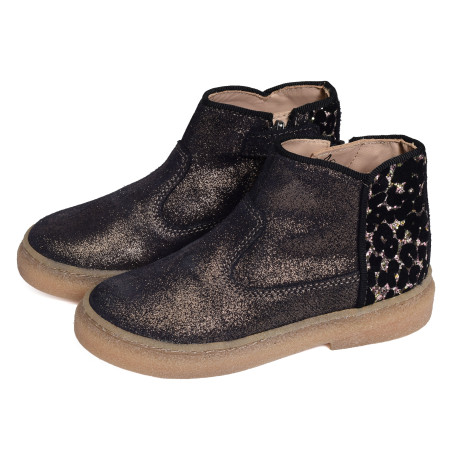 TRIX BACK Marine Léopard, Bottines Pom d'Api