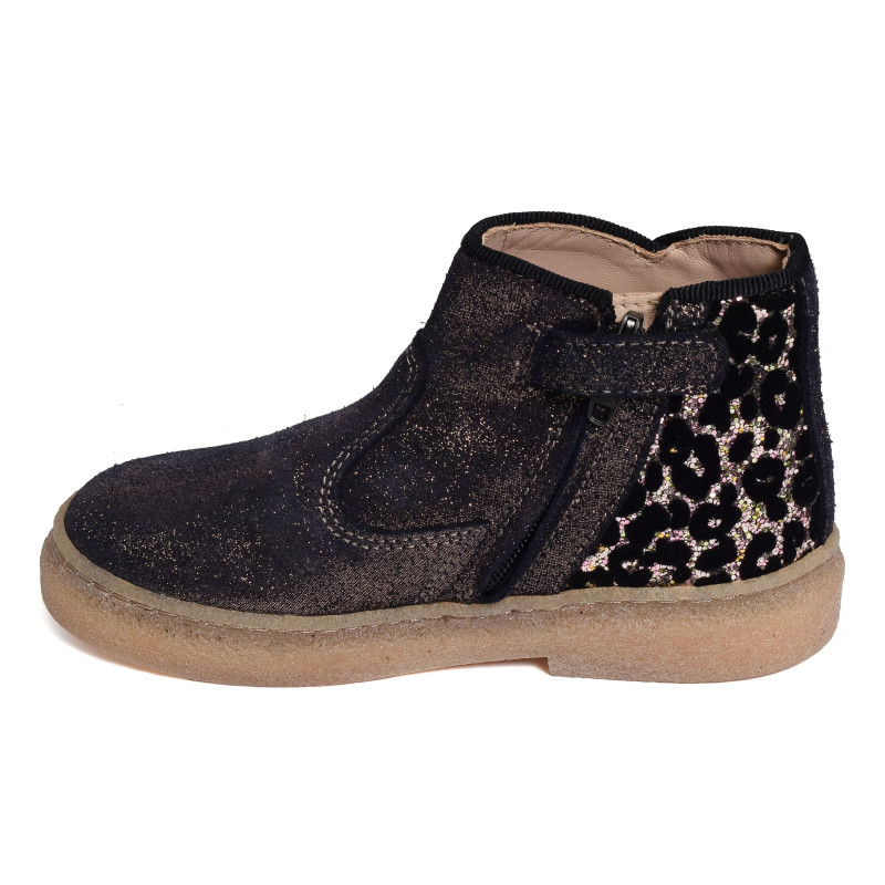 TRIX BACK Marine Léopard, Bottines Pom d'Api