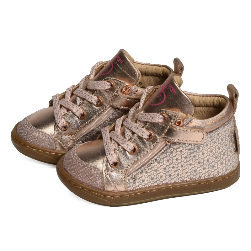 BOUBA BI ZIP GIRL Rose Or, Chaussures à Lacets Shoopom