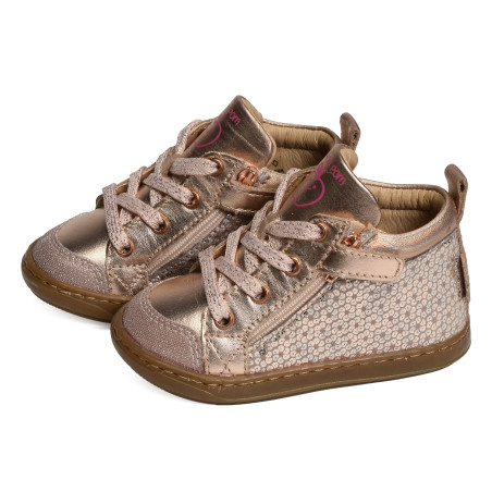 BOUBA BI ZIP GIRL Rose Or, Chaussures à Lacets Shoopom